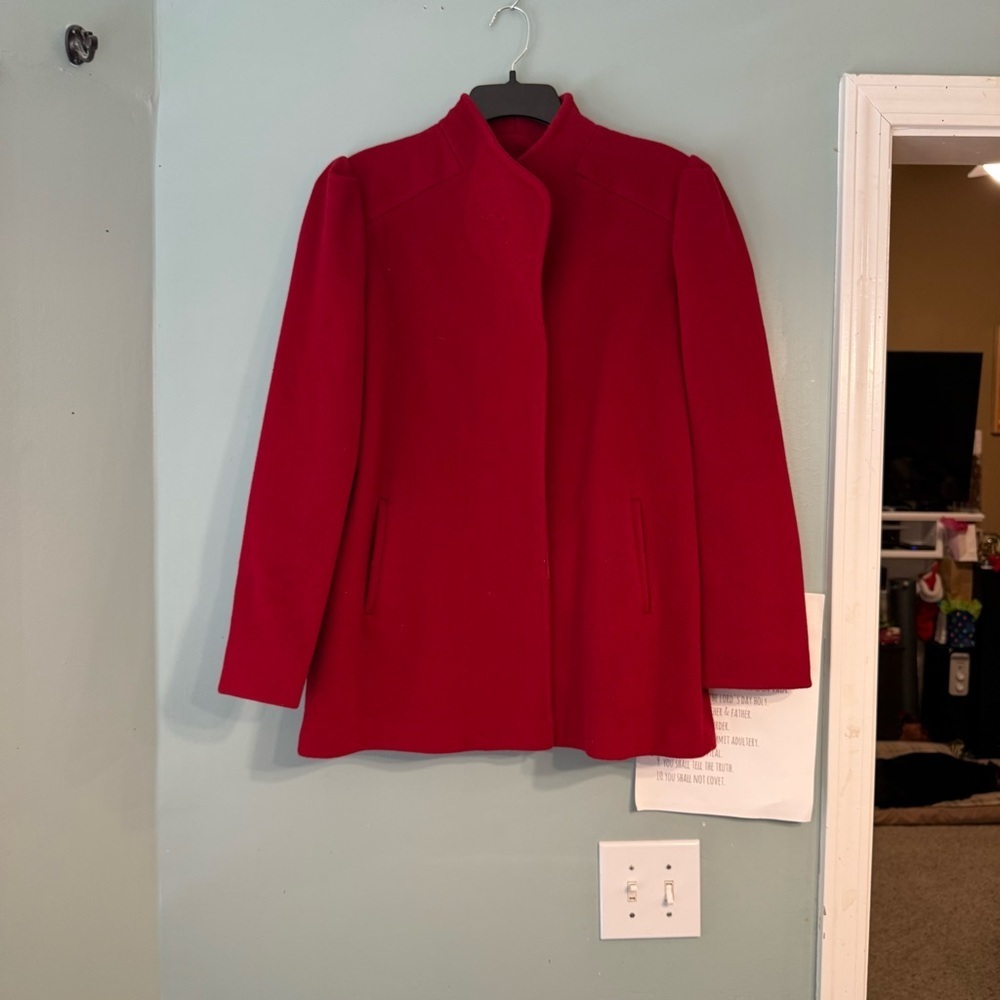 Vintage Junior Colony Red Women's wool coat Jacketno size tag measures L/XL